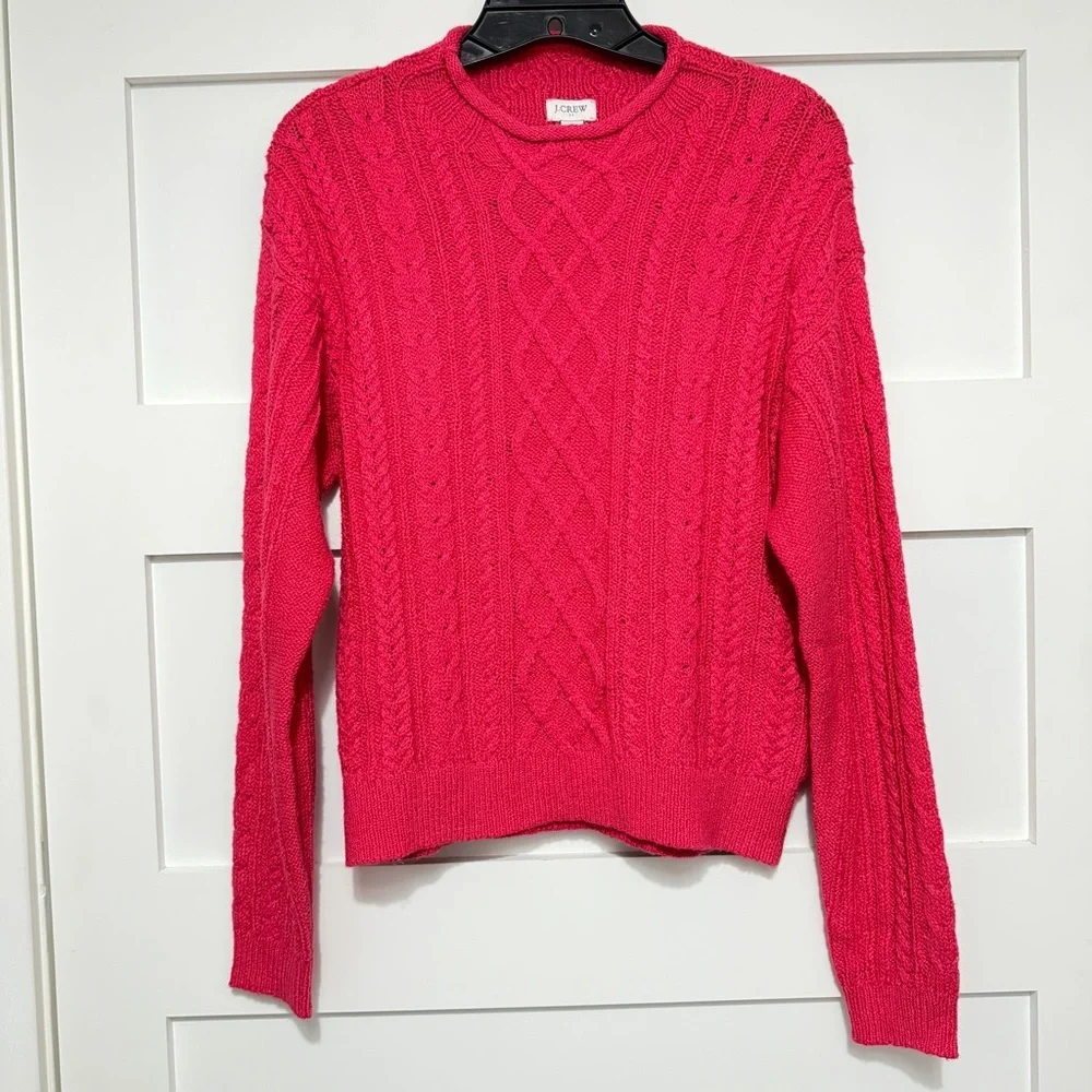 NEW J. Crew Mockneck cable-knit sweater pink 23817